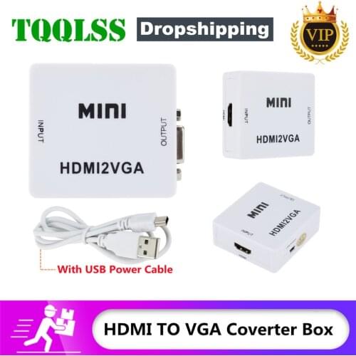 TQQLSS mini HDMI-compatible to VGA Adapter HDMI-compatible2VGA Converter Digital Analog HD 1080p For PC Laptop Tablet HDMI2VGA