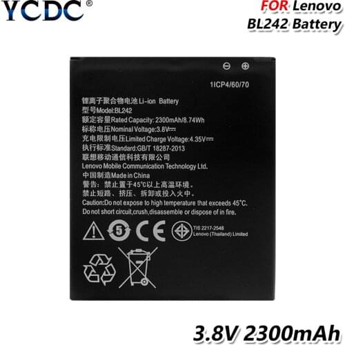 BL242 Battery 3.8V 2300mAh For Lenovo For Lenovo A6000 A3860 A3580 A3690 A3900 3.8V high quality Li-ion battery Rechargeable