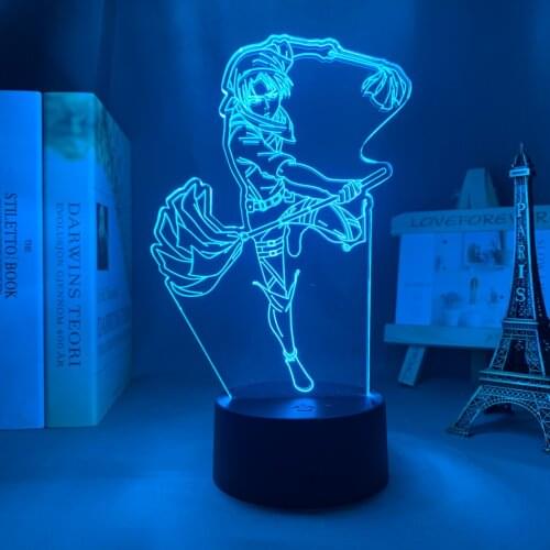 Anime 3d Lamp Attack on Titan Levi Ackerman for Bedroom Decoration Light Kids Gift Attack on Titan LED Night Light Levi