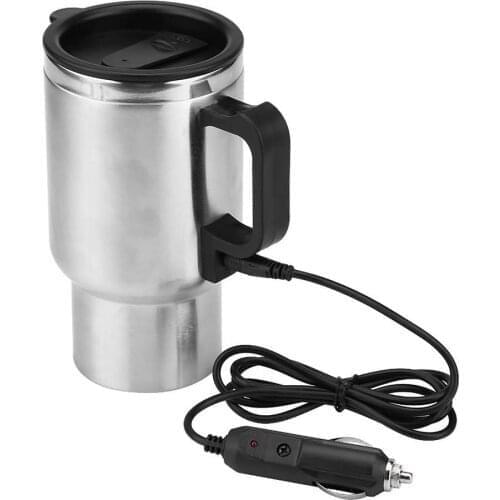 Auto Car Heating Cup Kettle Boiling Stainless Steel 12 V Electric Thermos Water Heater Kettle Portable 500ML Travel Coffee Mug