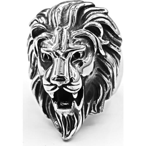 BUDROVKY 2021 Fashion Retro Ring Wholesale Luminous Domineering Lion Head Ring Artificial Casting Ring Jewelry for Men