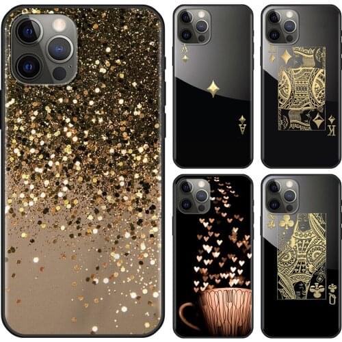 Ace Of Diamonds In Gold Art Phone Case For iPhone 12 11 Pro XR Max XR X 8 7 6s 6 Plus SE2020 Cover Soft Funda Black Coque
