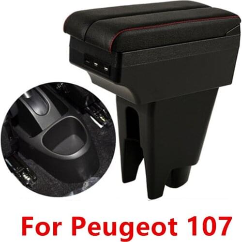 For Peugeot 107 armrest box USB Charging heighten Double layer