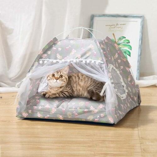 Cat Bed House Soft Kennel Puppy Mat Small Dogs Cats Litter Winter Warm Sleeping Collapsible Tent Pet Dog Bed Pet Mat Supplies