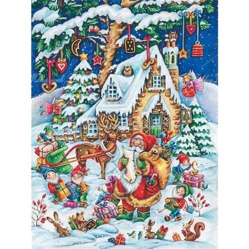 GATYZTORY Paint By Number Christmas Houses For Adults Drawing On Canvas Handpainted Art Gift DIY Santa Claus Kits Home Decor
