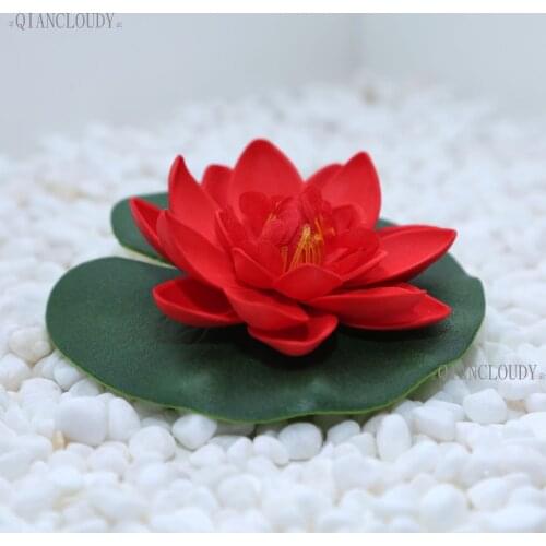 Artificial Red fake Lotus flowers Heads Water lotus leaf Lily leaf Floating Pool Pond flowers Plants Wedding Decoration B98