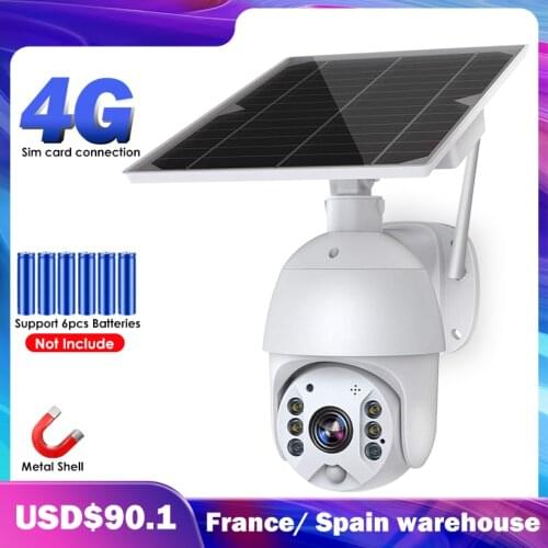 Hismaho 4G SIM Card Surveillance Camera 8W Solar WIFI IP Camera 1080P CCTV Camera Outdoor Waterproof Security Camera Outdoor PTZ