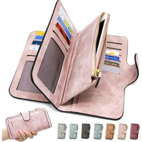 2021 New Women Suede Leather Wallets Nubuck Suede Zipper Long Wallet Female Girls Card Holder Coin Purse Bags Carteira Feminina