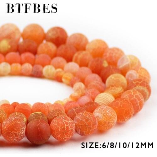 BTFBES Orange Weathered carnelian Beads Natural Stone 6 8 10 12mm Ball Orange Round Loose Beads fot Jewelry Bracelet Making DIY