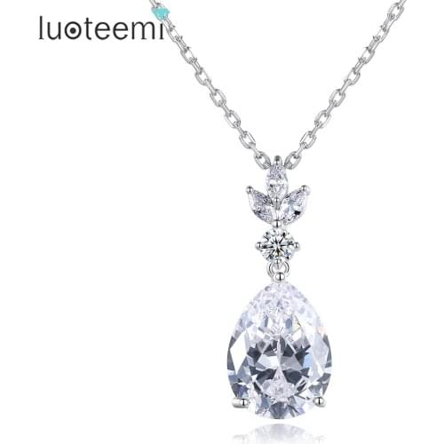 LUOTEEMI Elegant AAA CZ Stone Pendant Necklaces Water Drop Necklace Fashion Jewellery for Women Wedding Engagement Colgante Gift