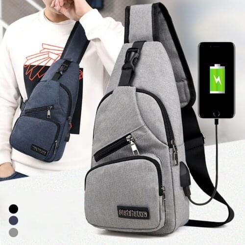 Men Anti Theft Chest Bag Shoulder Bags USB Charging Crossbody Package School Short Trip Messengers Bags Mens Leather Sling Pack