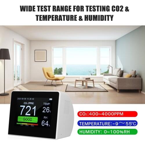 Desktop CO2/RH/Temp. 3-in-1 Multifunctional Air Quality Detector Temperature Humidity Monitor Indoor/Outdoor CO2 Meter Tester