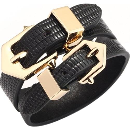 2021 New Charm Women Bracelet Creative Geometric Leather Bracelet 3 Color Leather Bangle Punk Casual Bracelet Jewelry