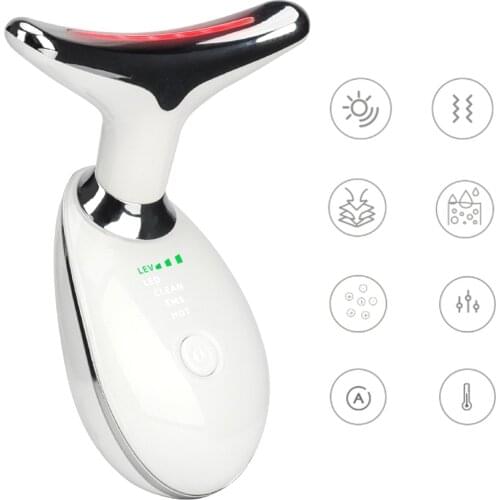 New 3 Colors LED Photon Therapy Neck Beauty Massager Anti-Aging Skin Rejuvenation Double Chin Remover Neck Lift Beauty Device