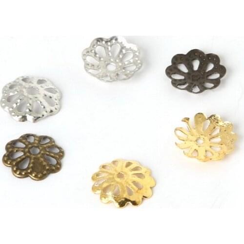 Wholesale 300pcs Antique Gold Bronze Color Filigree Metal Flower Bead Caps Findings 9mm for Jewelry Craft Making Accessories