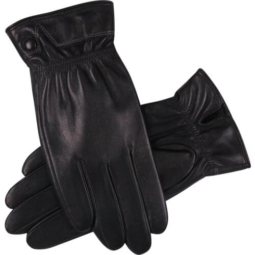 Genuine Leather Gloves Male Autumn Winter Plus Velevet Fashion Driving Thicken Keep Warm Touch Screen Sheepskin Gloves M18010NC