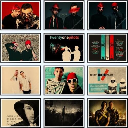 Twenty One Pilots poster. Vintage Retro rock band music Guitar Matte Antique kraft paper Poster Wall Sticker