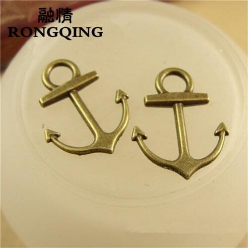 RONGQING 14*18MM 200pcs/lot Anchor Pendants Necklaces Handmade Fashion Jewelry Charms DIY