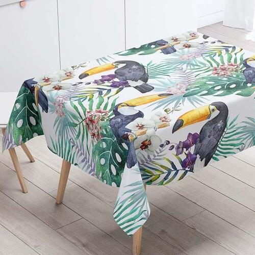 Rectangular Tablecloths Decorative Table Cover 3D Printing Toucan Cartoon Bird Dining Table Cloth