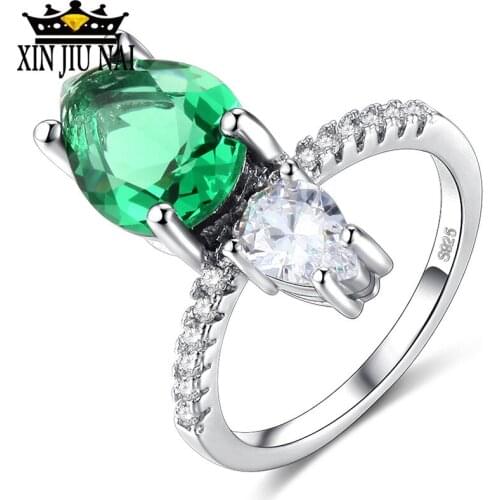 Hot Sale Eternal Crystal Jewelry 925 Sliver Wedding Ring Clear Fashion Eternity Rings For Women Jewelry Emerald Diamond Ring