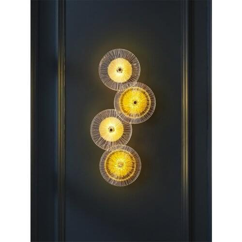 Luxury lotus leaf glass wall lamps living room study aisle background decorative lamp hotel aisle bedroom Nordic sconces lights