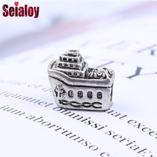 Seialoy Silver Color Cruise Ship Charm Beaded Fit Snake Bone Chain Bracelet & Bangle For Women Men Jewelry Accessories Beads