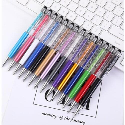 Crystal Decoration Stylus End Ballpoint Pen 10 pcs/lot Mix Colors Assorted Colors Touch Sreeen Pen