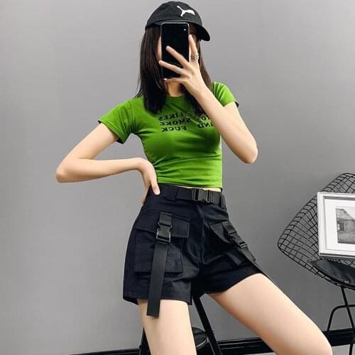 Cargo Shorts Womens Summer Korean Version of The Student Thin High Waist Loose Casual Pants Hip Hop Wide Leg Pants MOKIJINS