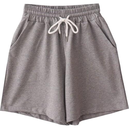 Summer Harajuku Fashion Women Sports Shorts Loose Elastic Waist Girls Casual Sweat Gym Running Wide Leg Short Pants White Black