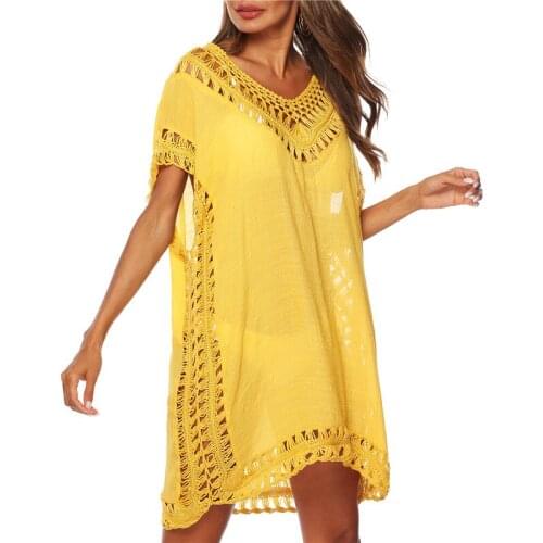 Sunscreen Blouse Women Swimsuit Cover Ups Solid color beach dress summer bathing suit cover ups trend Cutout swimwear