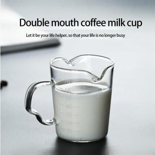 Espresso Shot Glass Cup Double Spouts Cup Measuring Coffee Cup Kitchen Accessories 2 Measurement Scales ML OZ Transparent