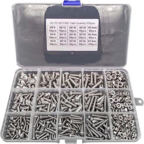 Truss Screw Hex Socket screw nut Combination Suit M3 M4 M5 304 Stainless Steel Pan Screw Nut hardware 500 grain