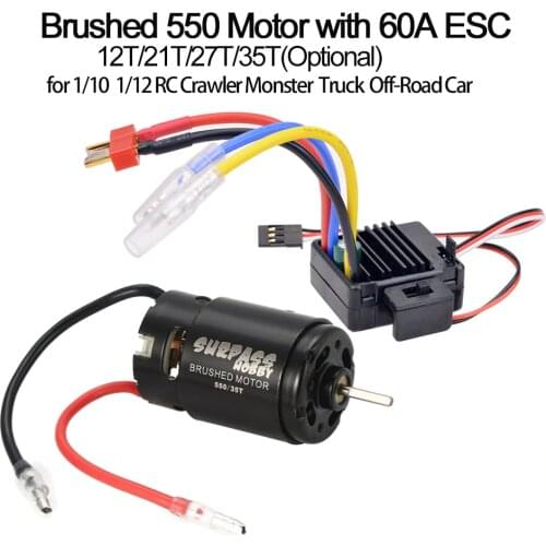 WP-1060-RTR 60A Waterproof Brushed T ESC 550 12T 21T 27T 35T Motor for 1/10 1/12 RC Tamiya Traxxas Redcat RC Car Rock Crawler