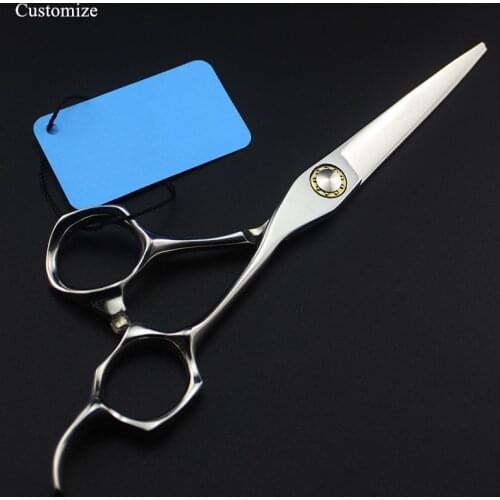 Customize logo japan 9cr13 steel 6 inch Bearing hair salon scissors make up cutting barber Thinning shears hairdressing scissors