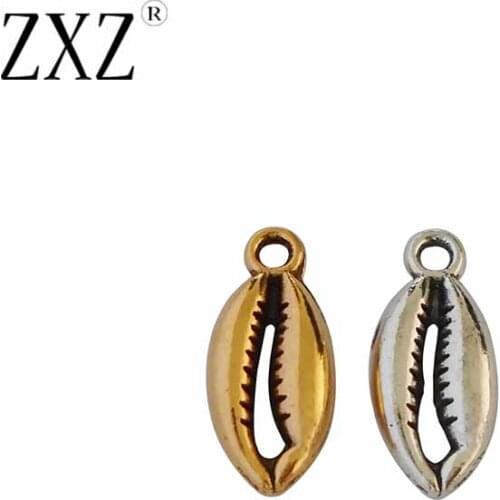 ZXZ 20pcs Antique Gold Tone Cowrie Shell Charms Pendants Beads for Bracelet Necklace Jewelry Making Findings 18x8mm