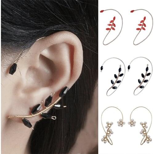 1 Pair Vintage Ear Cuff Earrings Elegant Crystal Pearl Design Earrings for Women and Girls FS99