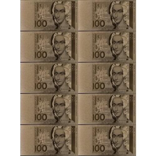 10pcs/lot Exquisite German Banknotes 100 Mark Gold Foil Banknote In 24K Golden for Collection of Decorative Gifts