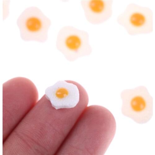10PCS S L DIY Resin Fried Egg 1:12 White Egg Flatback Cabochons Dollhouse Miniature Food DIY Scrapbooking Pretend Toy Supplies