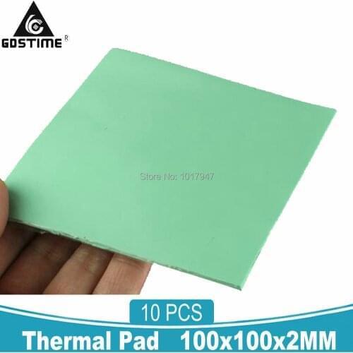 100Pcs Lot Gdstime 100x100x 2mm High Thermal Conductivity GPU CPU Heatsink Cooling Conductive Silicone Pad