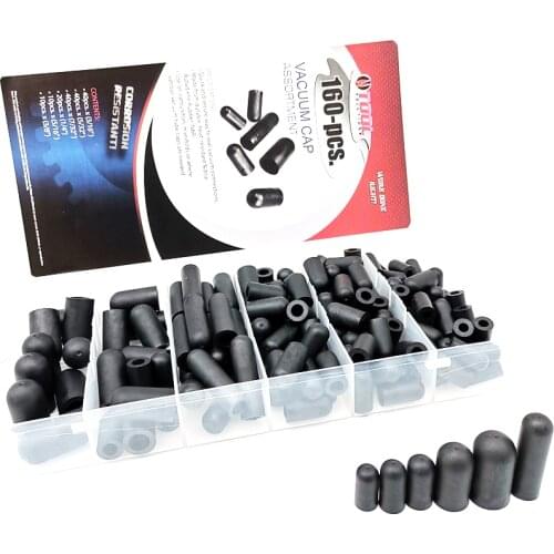 160pcs/lot Rubber Carburetor / Vacuum Cap Assortment Intake Vacuum Line 3/16"- 3/8"