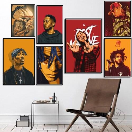 2Pac Tupac J Cole Post Malone XXXTentacion Rapper Pop Stars Poster Prints Painting Wall Art Pictures For Living Room Home Decor