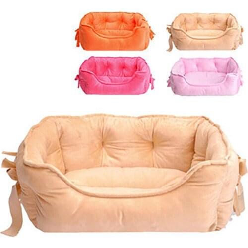 4 Colors Bow Princess Pet Dog Bed Mat Soft Fleece Cat Kennel House Winter Warm Small Puppy Bed for Chihuahua Pet Products