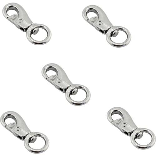 5PCS Stainless Steel 304 Eye Spring Buckle Snap Hook 100mm Heavy Duty Marine Boat Hardware 360 Swivel Bull Snap Hook Clasp