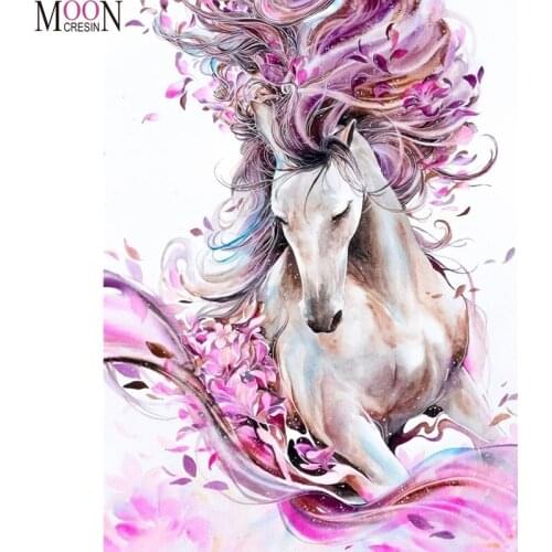 Animals Diy Diamond Painting Pink Horse Diamond Mosaic Full Round Square Drill Diamond Embroidery Cross Stitch Rhinestones Home