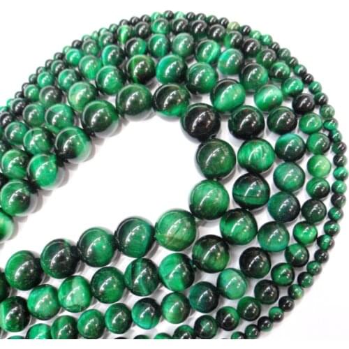 Natural Stone Beads Green Tiger Eye Stone Bead 15" Strand 6 8 10 12MM Pick Size Fit DIY Bracelet Necklace Jewelry Making