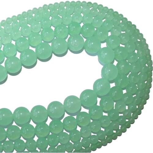 Free Shipping Natural Stone Light Green Jades Round Beads 4 6 8 10 12 MM Pick Size For Jewelry Making Diy Bracelet Necklace
