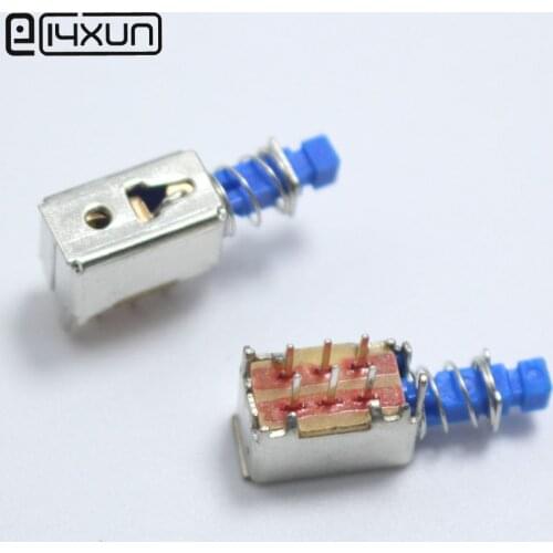 EClyxun 5pcs A04 6pin TV Power Switch With Spring Self-locking Blue DC 12V 50MA Unidirection Push-button Switch