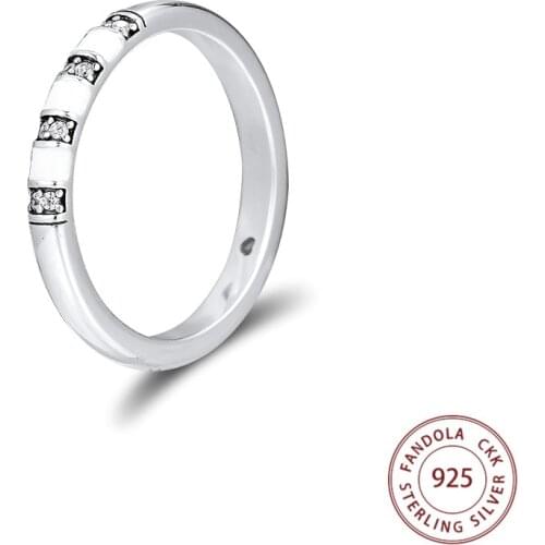 Exotic Stones & Stripes Ring 925 Sterling Silver Clear CZ Wedding Rings for Women Original Jewelry anillos Bague Femme