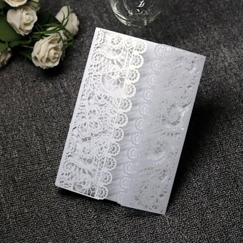 50pcs Flower Laser Cut Wedding Invitations Card Elegant Lace Cute Greeting Cards Birthday Married Wedding Party Favor Decoration