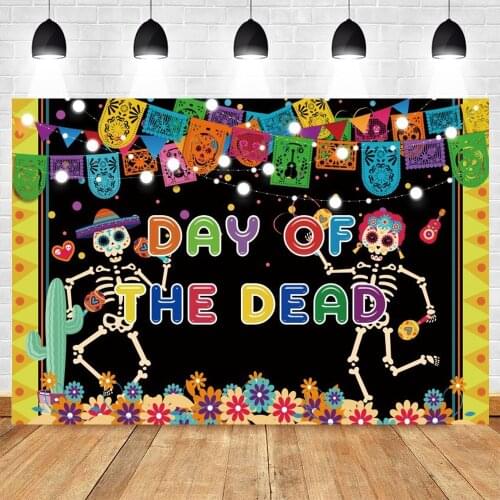 Yeele Day of the Dead Background Cactus Skull Dance Bunting Black Backdrop Baby Photographic Photography Photo Studio Photophone